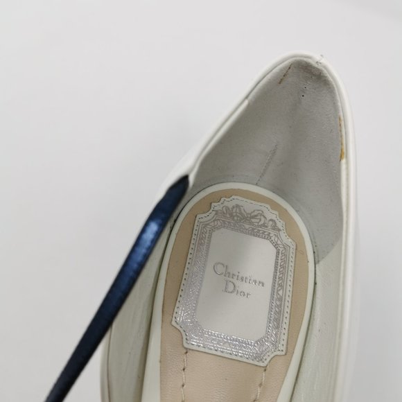 Dior Runway White Sculptured Navy Blue Heel - Picture 7 of 12